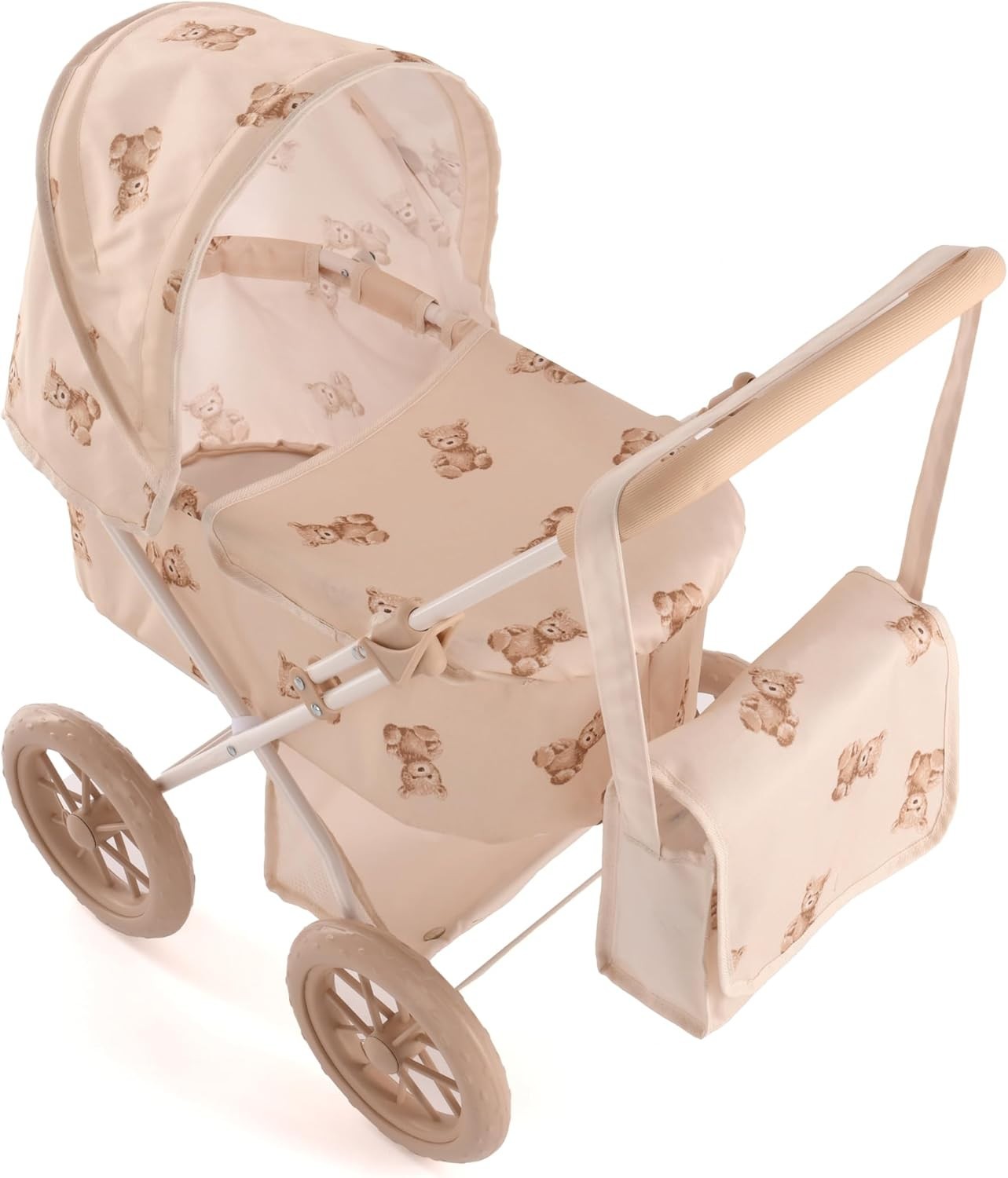 My First Dolls Pram with Metal Frame, Teddy Design, Storage, 2+