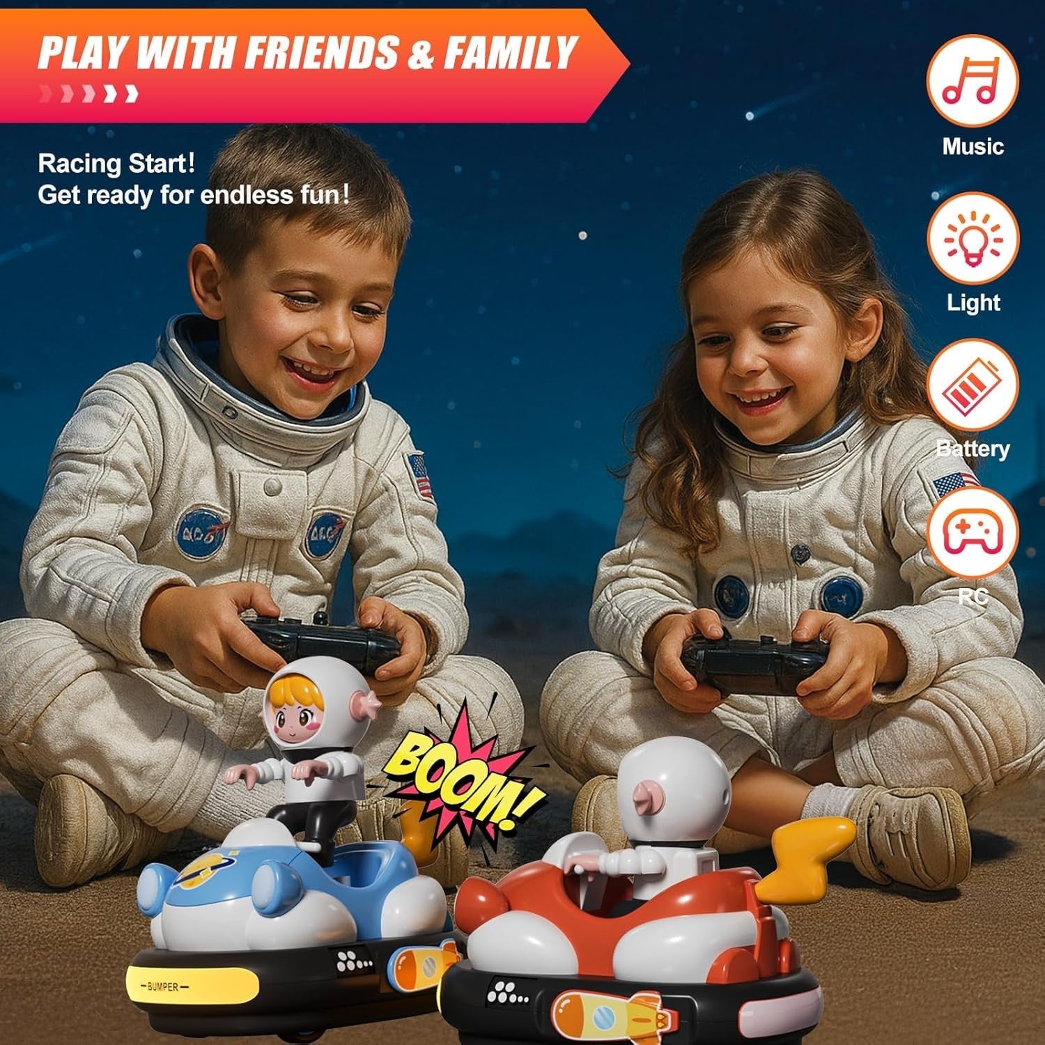 RC Bumper Car Toy with Lights & Music for Kids 5-8 | Remote Control Fun