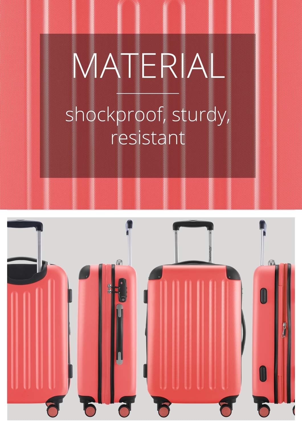 Lightweight 55cm Cabin Suitcase Hard Shell Expandable Spinner Carry On 42L