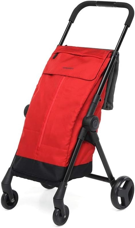 Folding Shopping Trolley 46L Bag Swivel Wheels Lightweight Aluminium Red