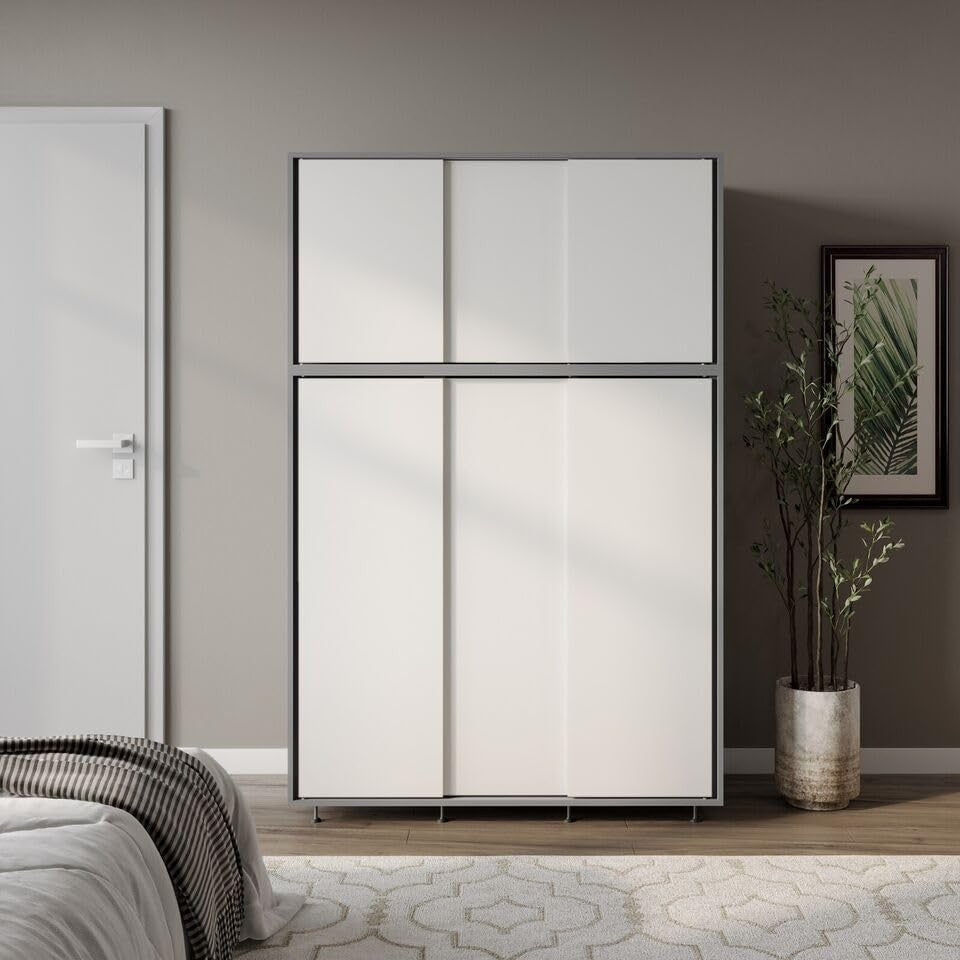 6-Door Sliding Wardrobe White Doors | Spacious Modern Bedroom Storage