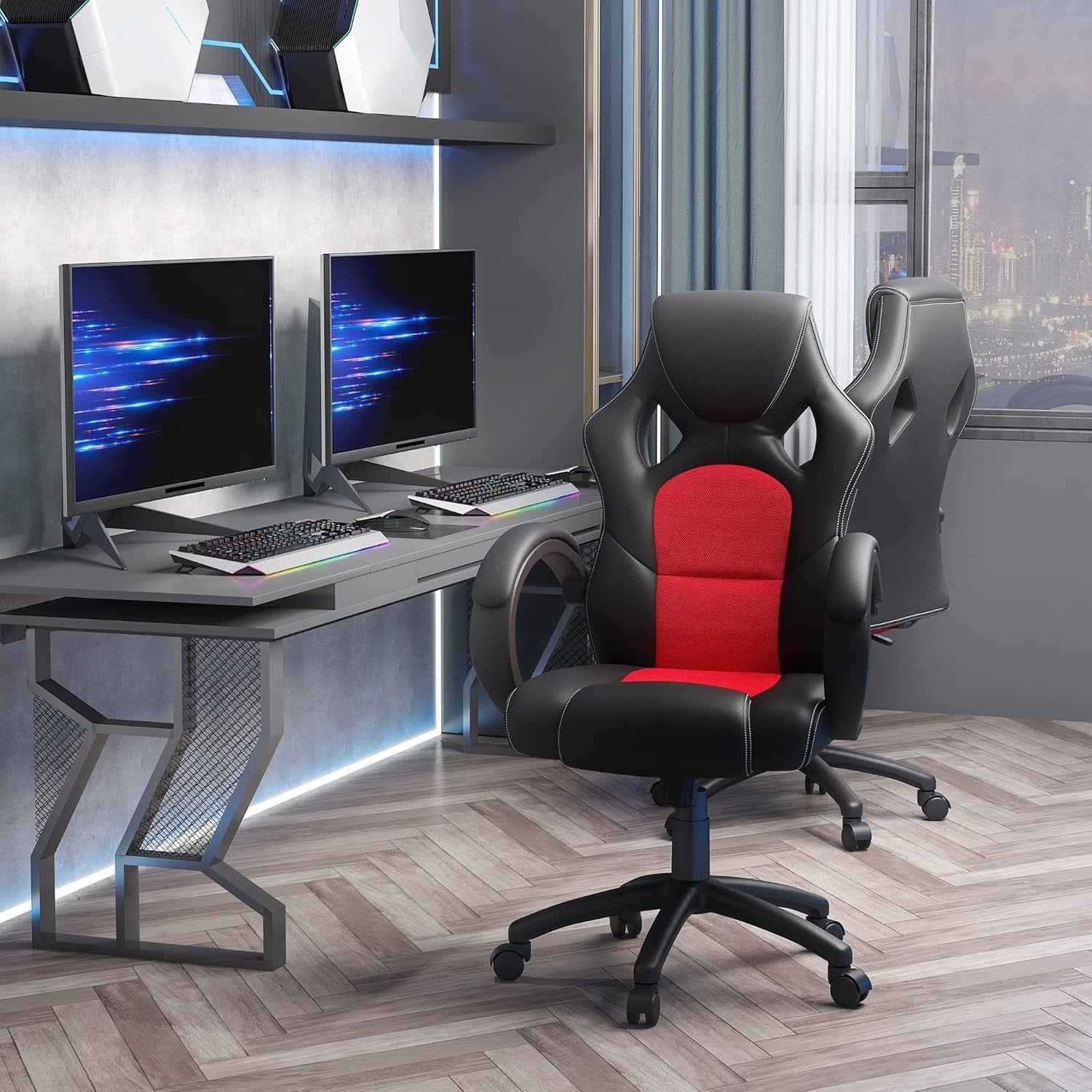 Gaming Chair Racing Style Swivel Faux Leather Office Desk