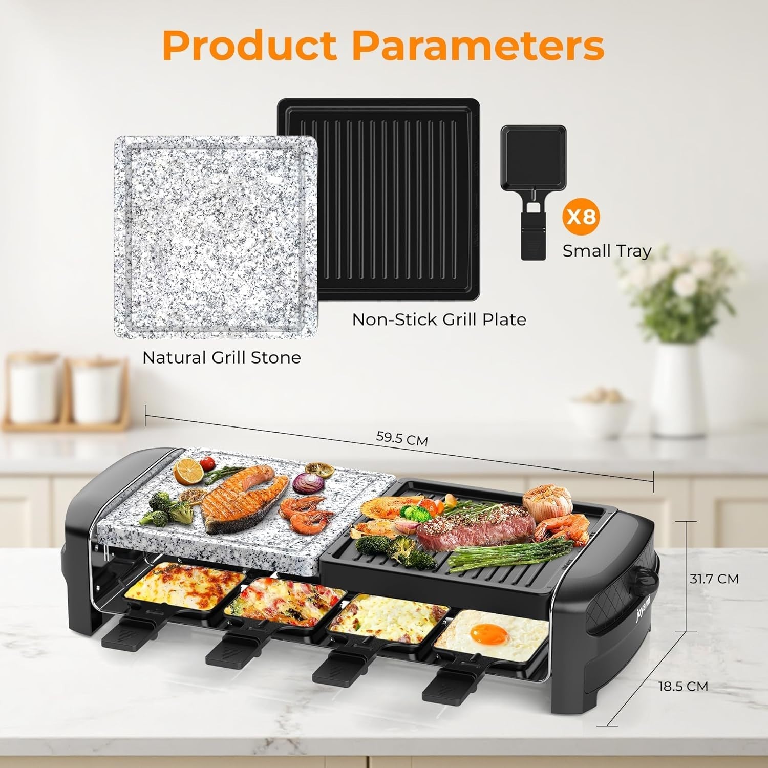 3-in-1 Electric Raclette Grill & Hot Stone BBQ – 1400W Indoor Grill