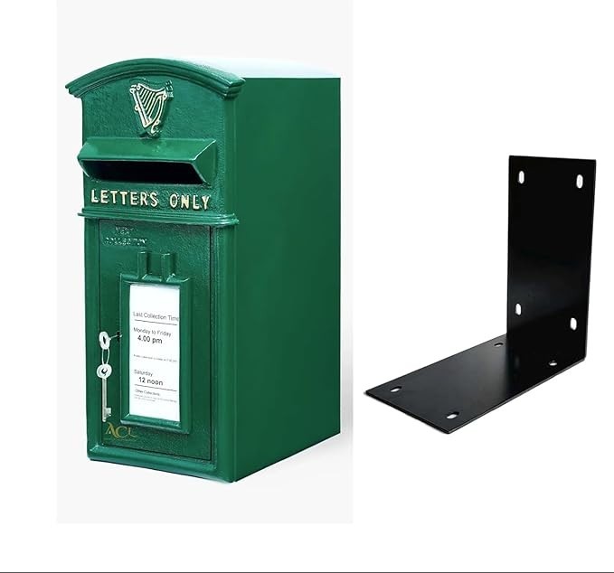Lockable Cast Iron Post Box Green Irish Design | Wall Mount Secure & Heavy Duty
