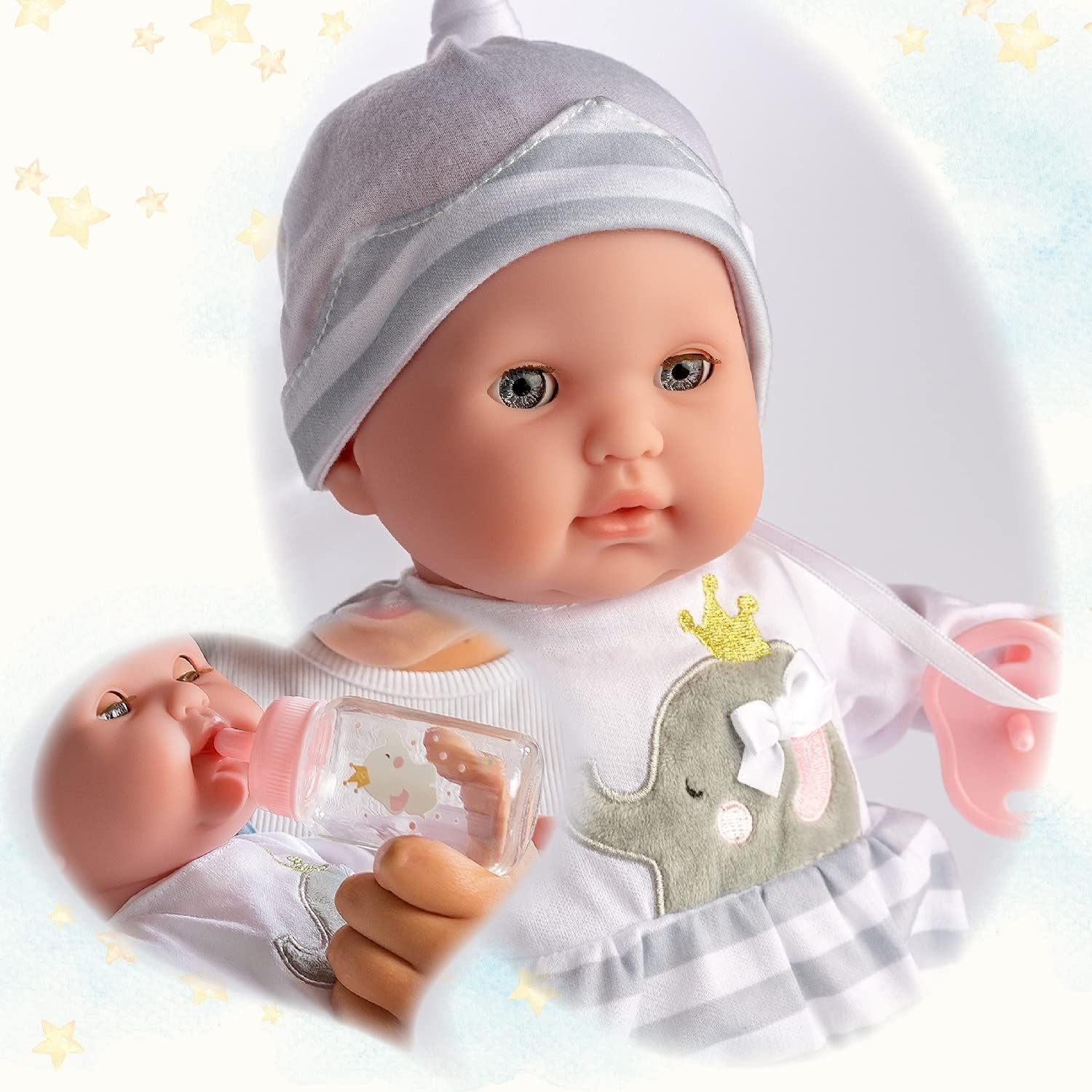 38cm Soft Body Baby Doll Sleepy Eyes Pacifier Bottle Set Kids
