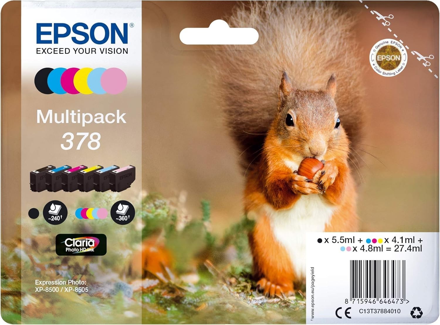 Yellow Wi-Fi Colour Printer A4 Touchscreen Photo Printing Multipack