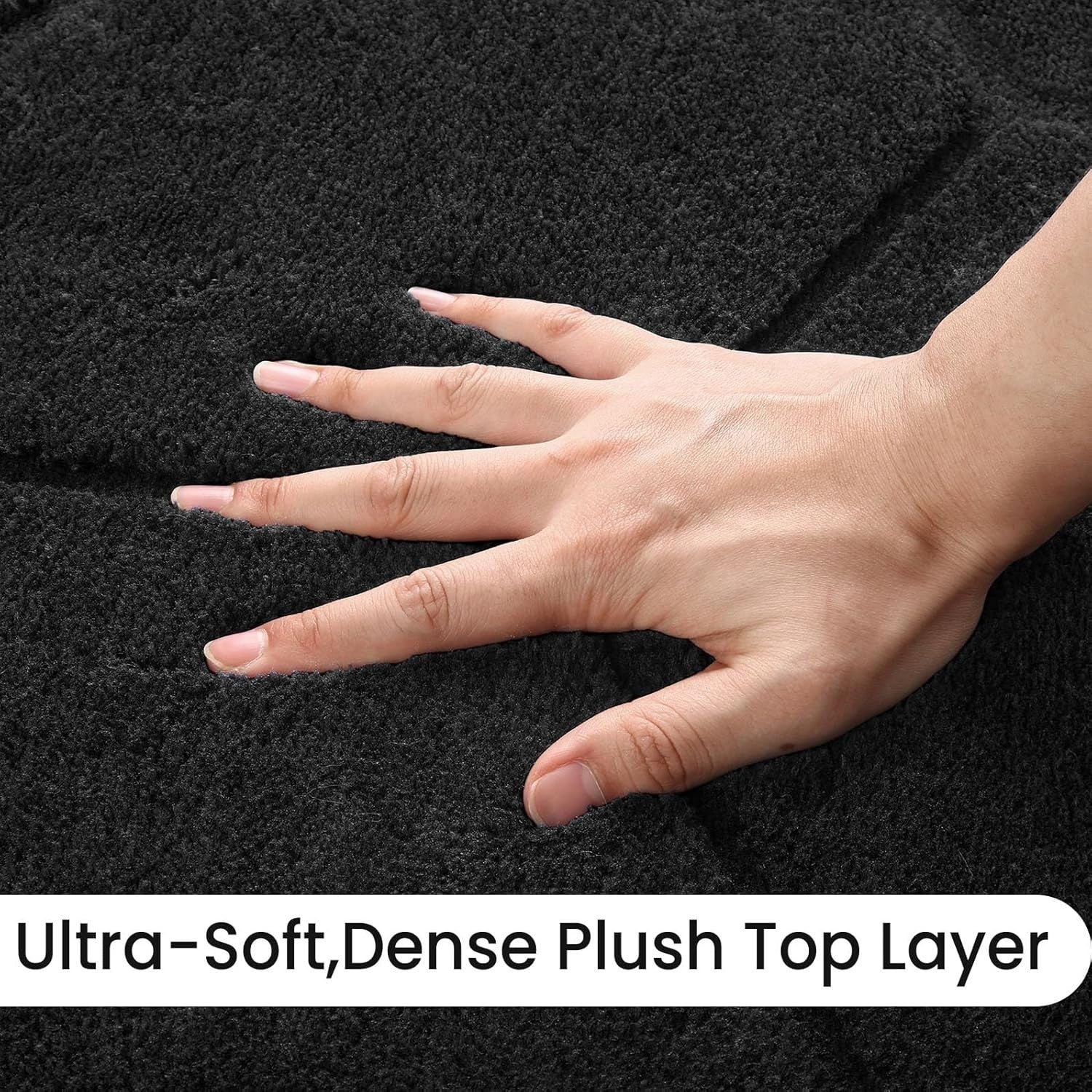 Extra Large Black Area Rug 275x370cm Washable Anti Slip Short Pile Carpet