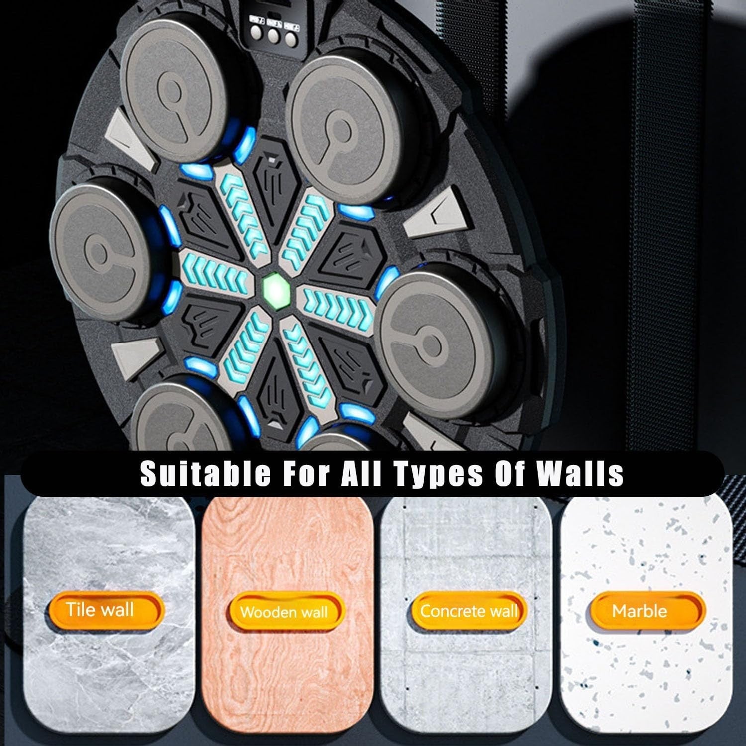 Music Boxing Machine LED Punch Pad Bluetooth Wall Mounted Kids Home Trainer