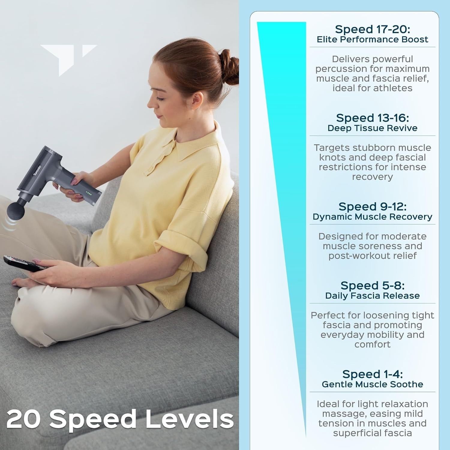Deep Tissue Massage Gun Powerful Percussion Muscle Therapy 20 Speeds 7 Heads