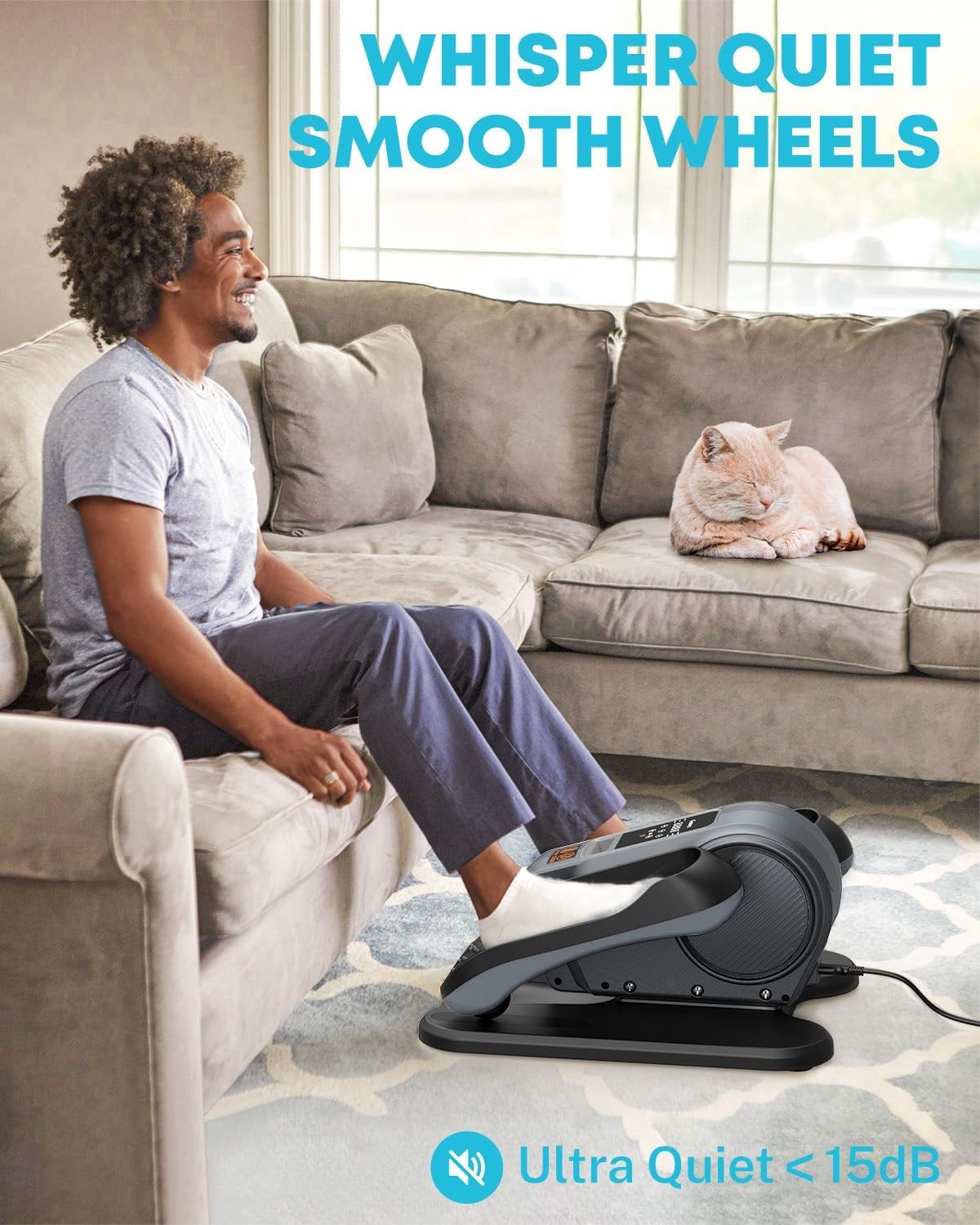 Under Desk Elliptical Pedal Exerciser Quiet Remote Auto Manual 16 Speed