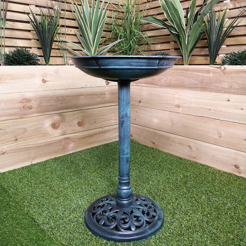 40cm Resin Bird Bath Outdoor Garden Feature – Verdi Green Weatherproof