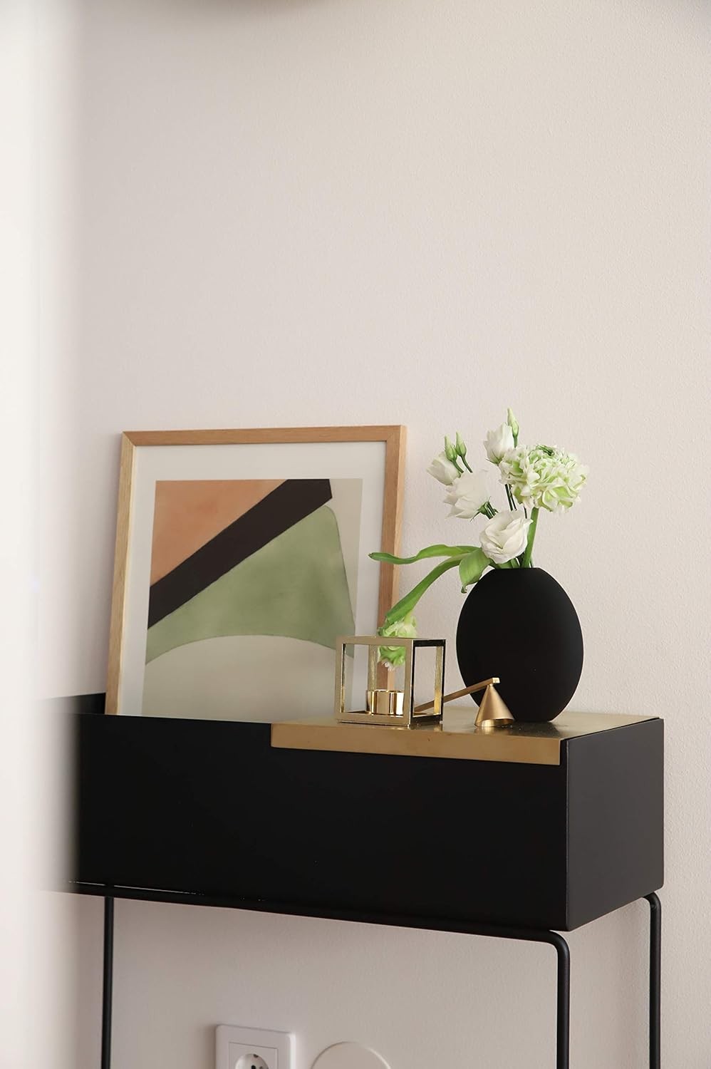 Black Ceramic Vase Modern Scandinavian Oval Decor Matte Minimal Home Accent