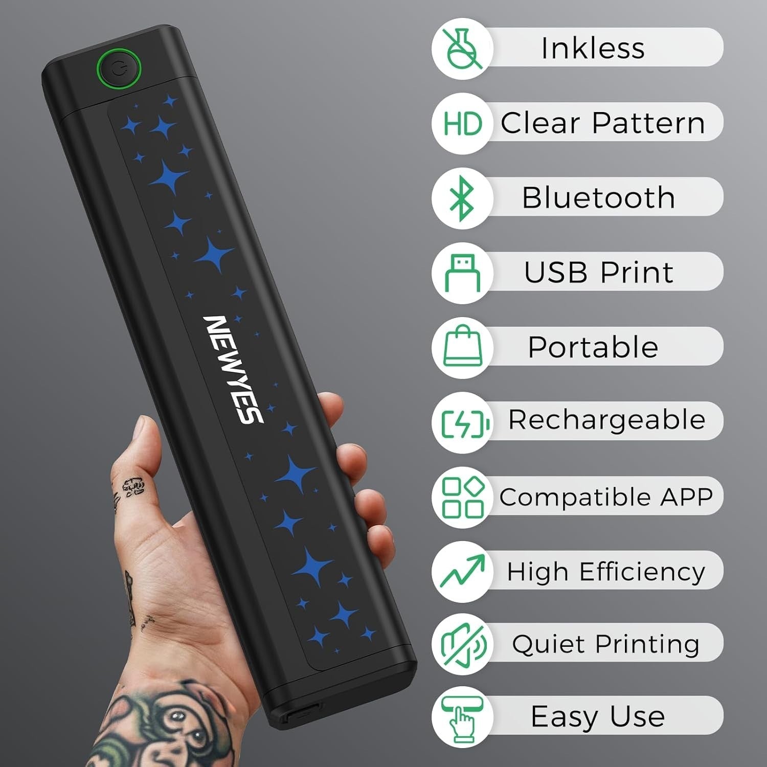 Black Portable Tattoo Stencil Printer Automatic Sharp Detail 8x10