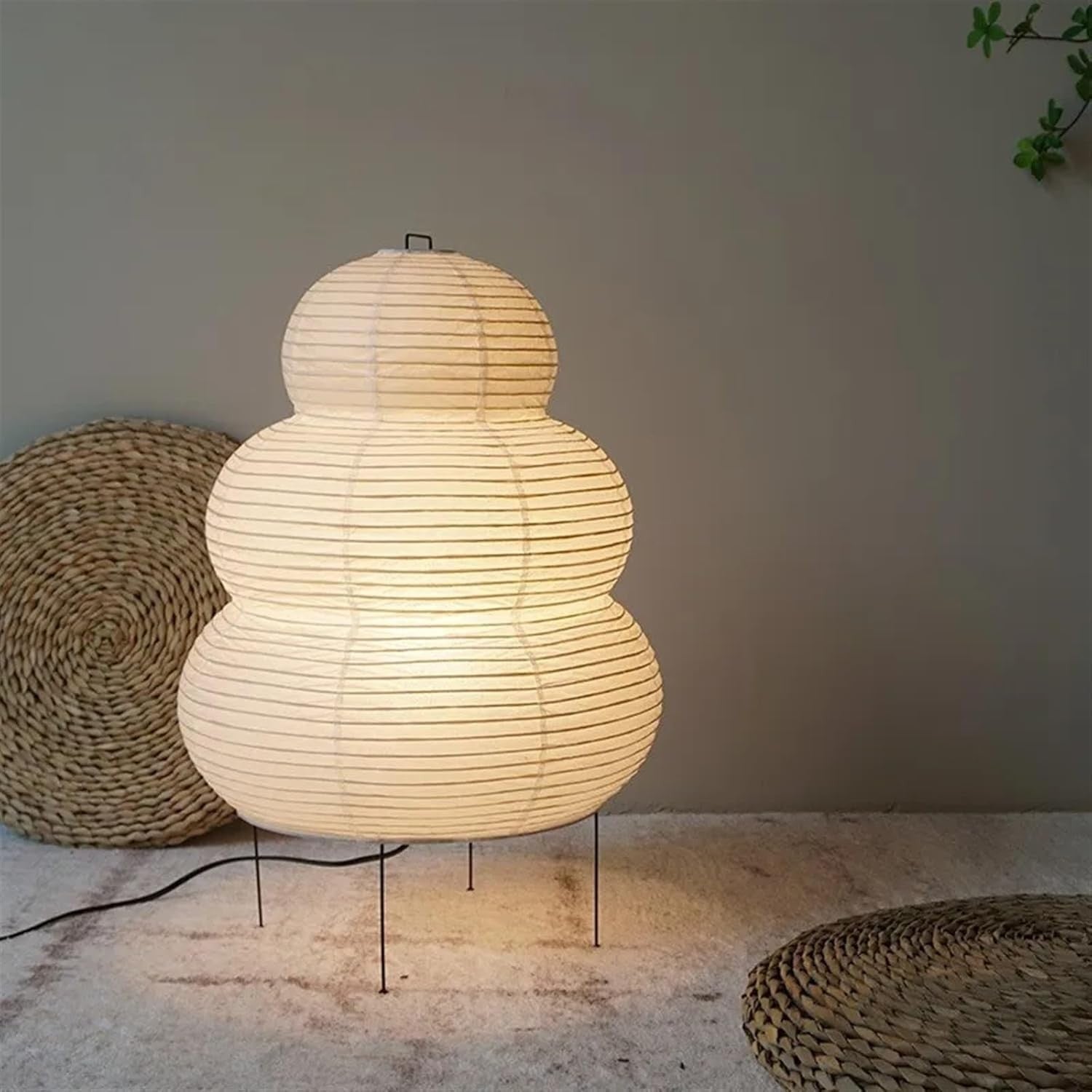 Tripod Floor Lamp Rice Paper Shade Minimalist Bedside Living Room Light