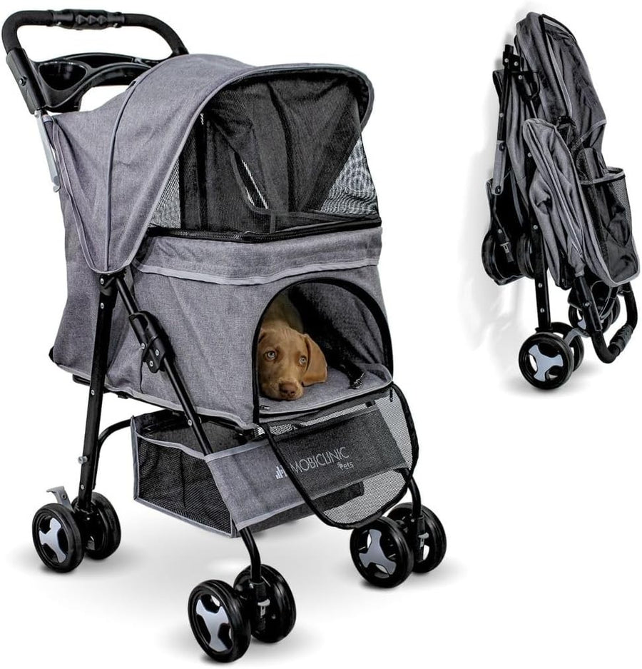 Foldable Dog Pram Pet Stroller 360° Brakes XXL Basket 15kg