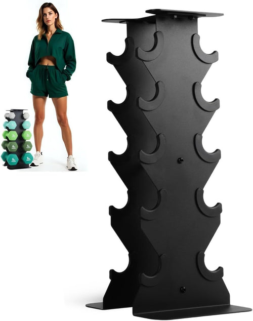 Mini 5-Tier Dumbbell Rack Steel Stand, 0.5–7kg Neoprene Home Gym