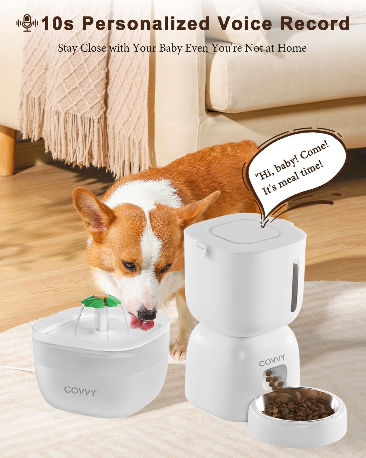 Automatic Pet Feeder & Water Fountain 3L Food 2L Water LCD Timer