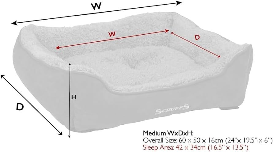 Medium Dog Box Bed 60x50cm Plush Washable Non Slip