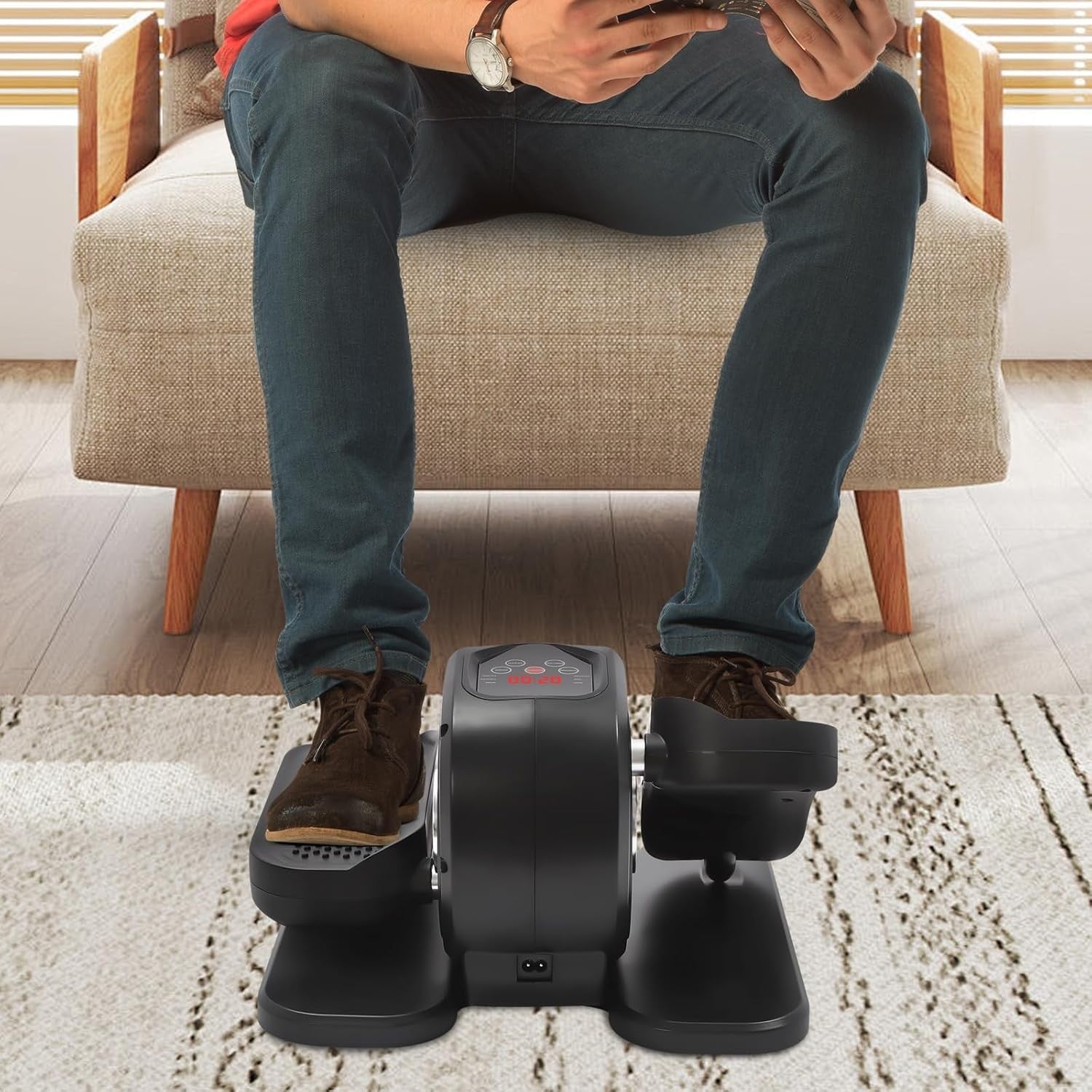 Under Desk Elliptical Pedal Exerciser Quiet Electric Seated Leg Trainer Remote