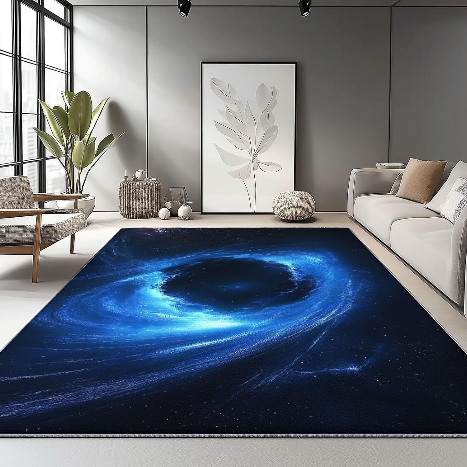 Galaxy Black Hole Area Rug 120x180cm Non Slip Washable Living Room Carpet