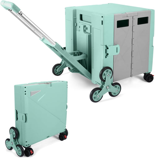 Folding Shopping Trolley with Stair Climbing Wheels 76L Heavy Duty Utility