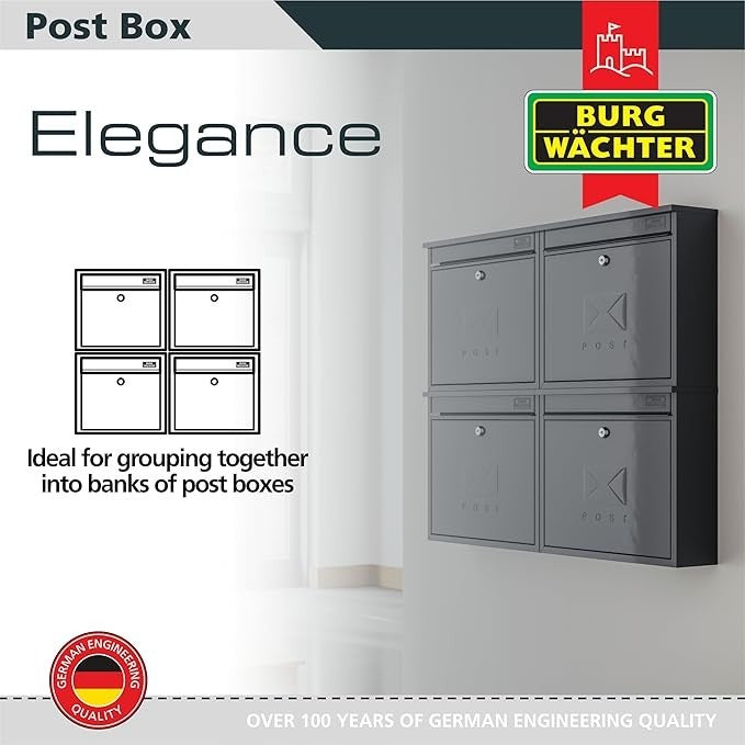 Lockable Wall Mounted Post Box Weatherproof Steel Antique Cream Secure & Stylish
