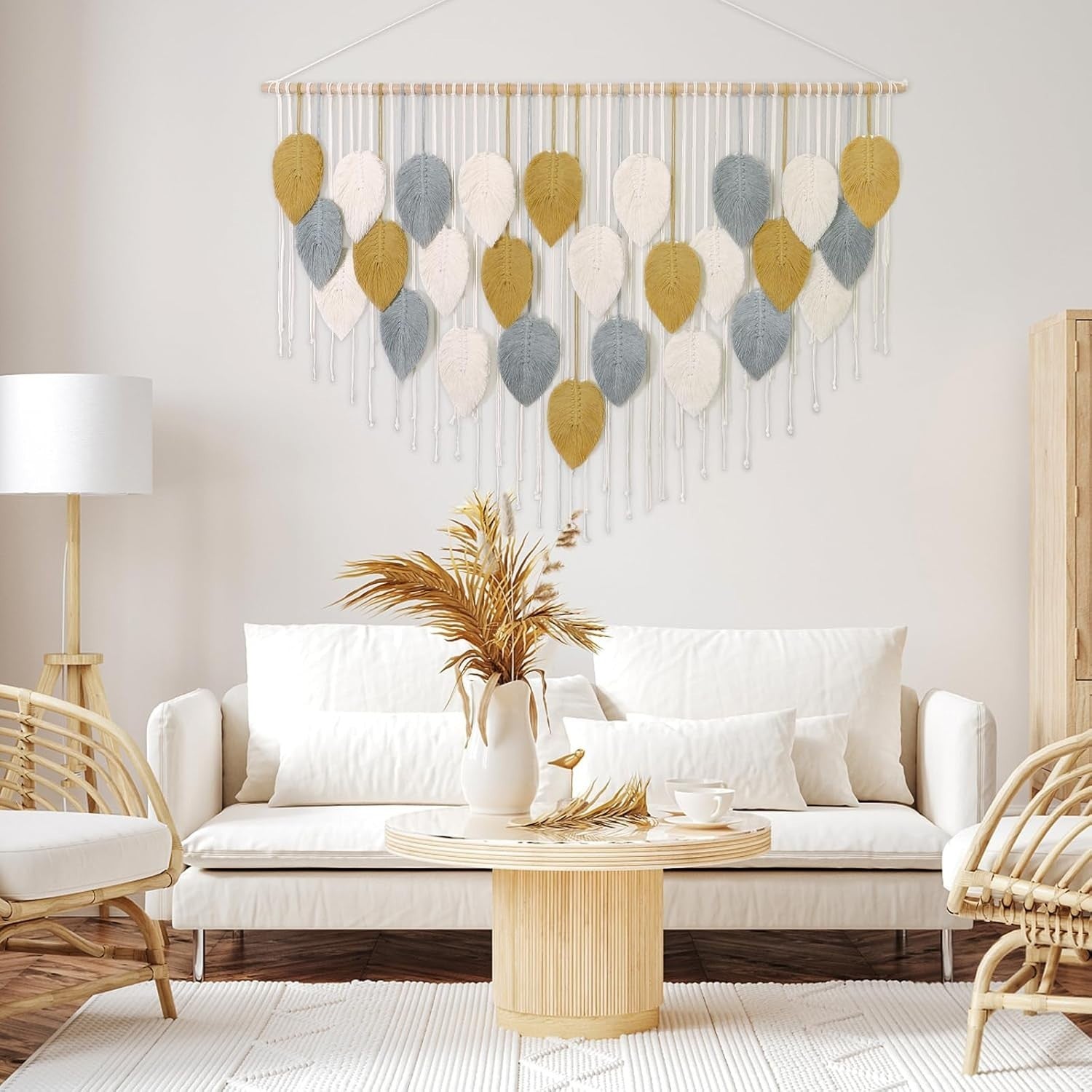 Large Boho Macrame Wall Hanging 51.5"x33.5" Woven Tapestry Decor