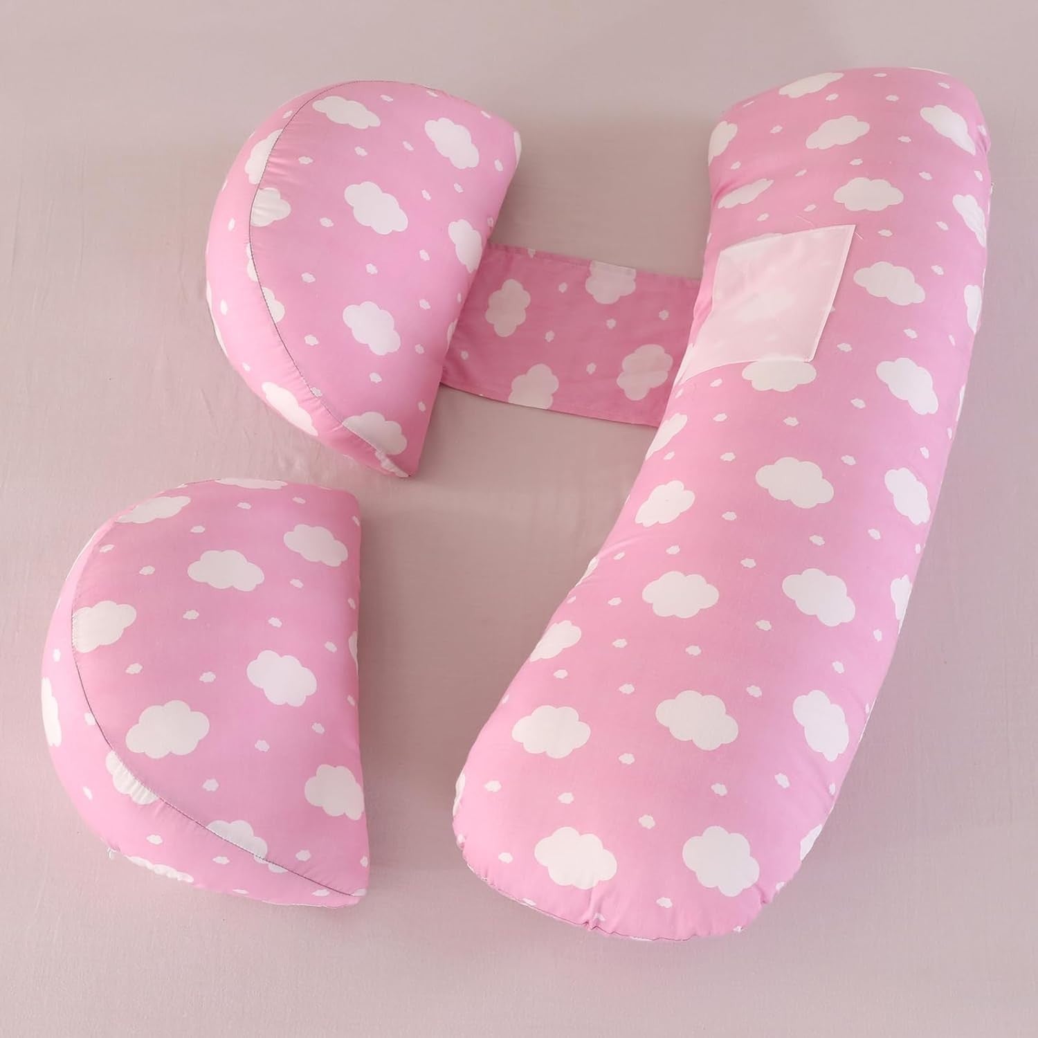 Pregnancy Pillow Full Body U Shape Maternity Support Removable Cover Pink
