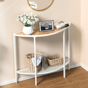 Slim Half Moon Console Table with Shelf, Narrow Hallway Entryway Table