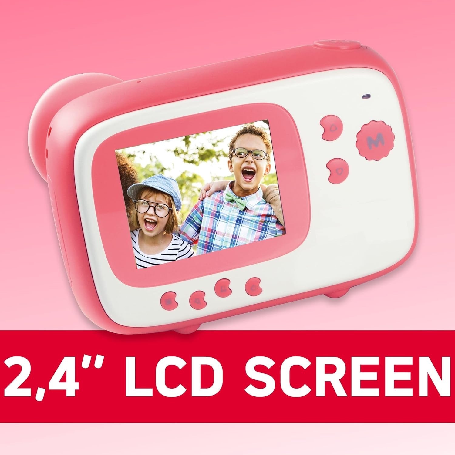 Kids Instant Print Camera HD Video Selfie Camera 2.4" LCD Pink Toy