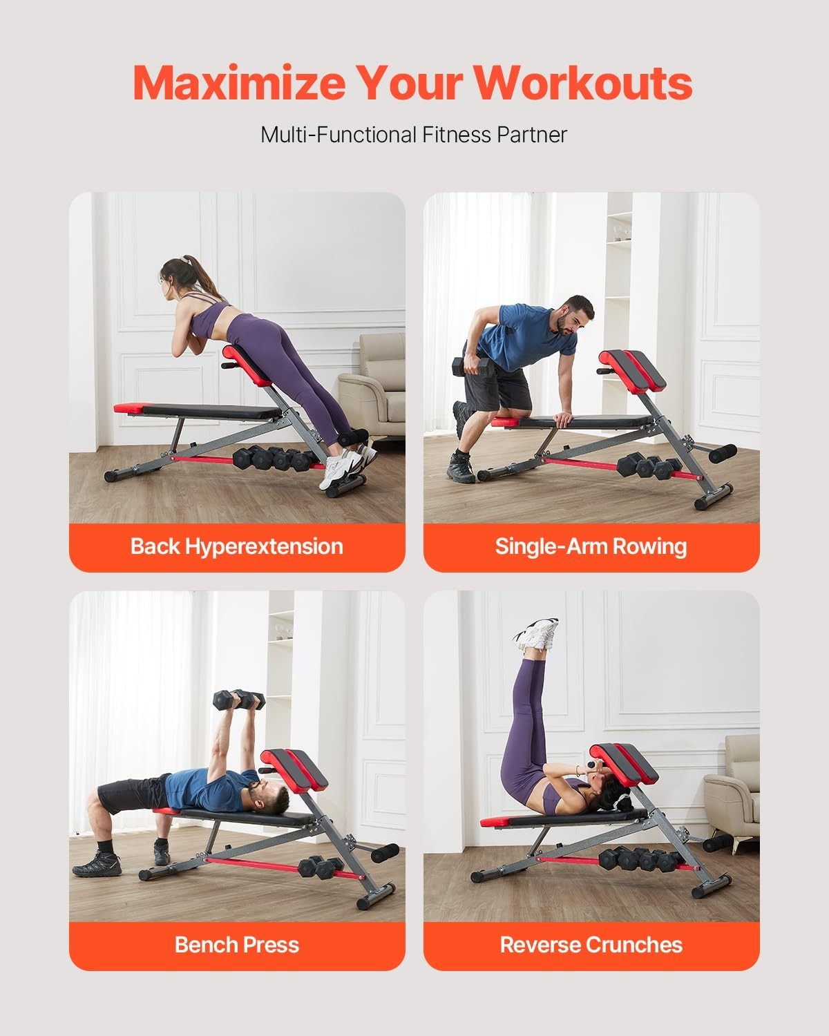 Multi-Functional Roman Chair Bench 660lb Hyperextension Full Body Home Gym