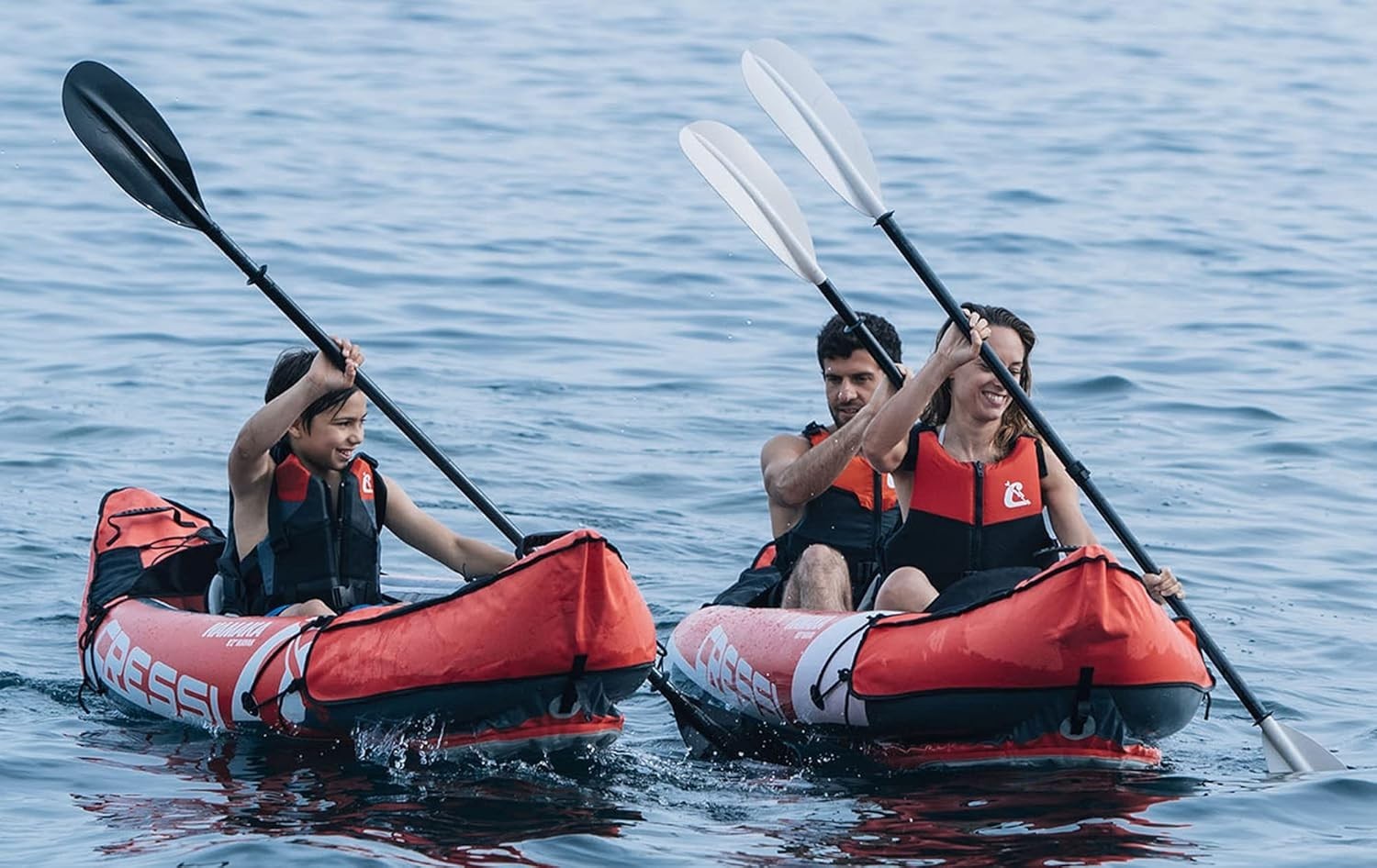 Single Seat Inflatable Kayak Set Red w/ Adjustable Seat & Gear