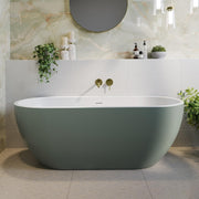 1650x750mm Freestanding Double Ended Bath Green Acrylic Modern Oval