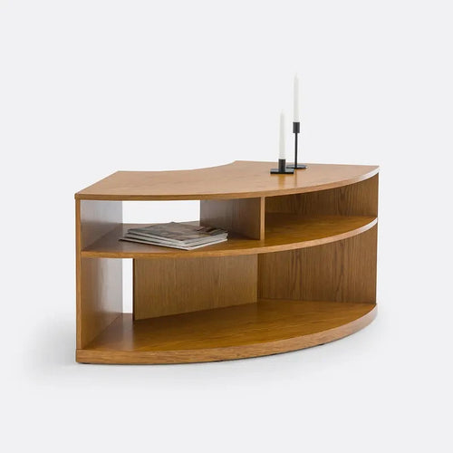 Oak Corner TV Cabinet Unit – Compact, 2 Tier, Modern Media Storage