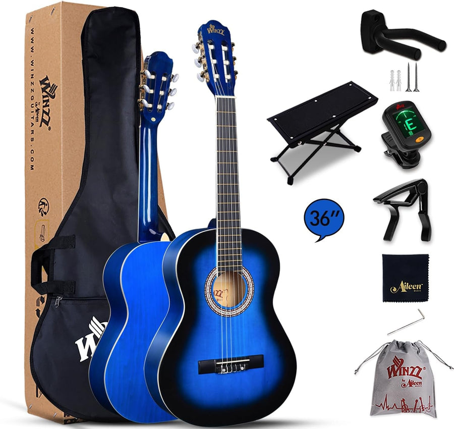 36in 3/4 Classical Guitar Kids Beginner Nylon String Blue