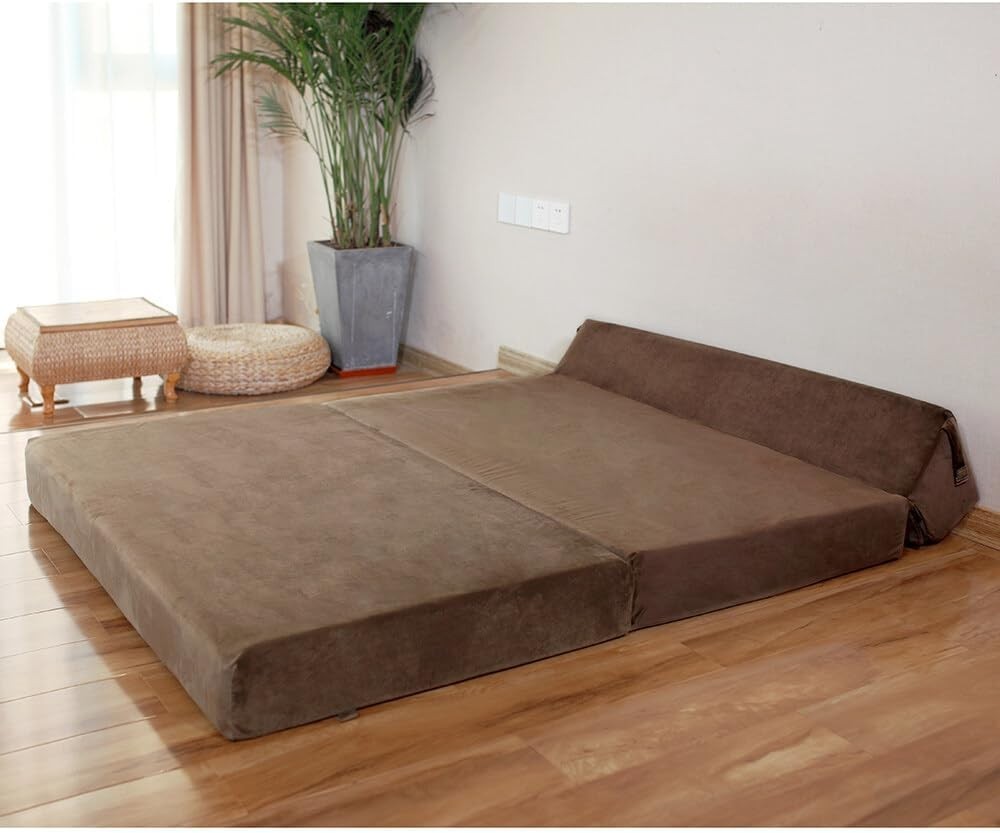 Double Fold Out Velvet Sofa Bed | Plush Foam Mattress | Space-Saving Z Bed