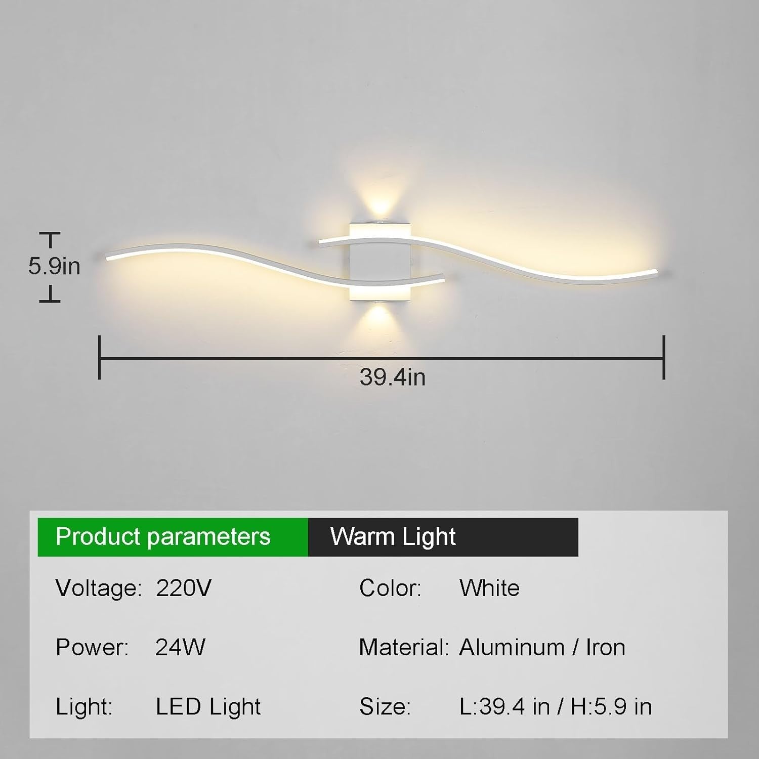 Modern LED Wall Light 100CM Warm White Acrylic Sconce for Bedroom & Hallway