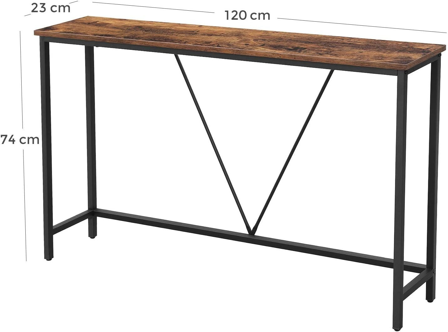 Rustic Slim Console Table Narrow Entryway Hallway Sofa Table 120cm Metal