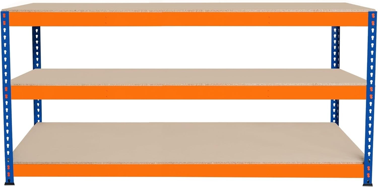 Heavy Duty 180cm Garage Workbench 3 Shelves Boltless Steel 300kg Capacity