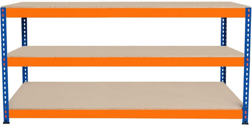 Heavy Duty 180cm Garage Workbench 3 Shelves Boltless Steel 300kg Capacity