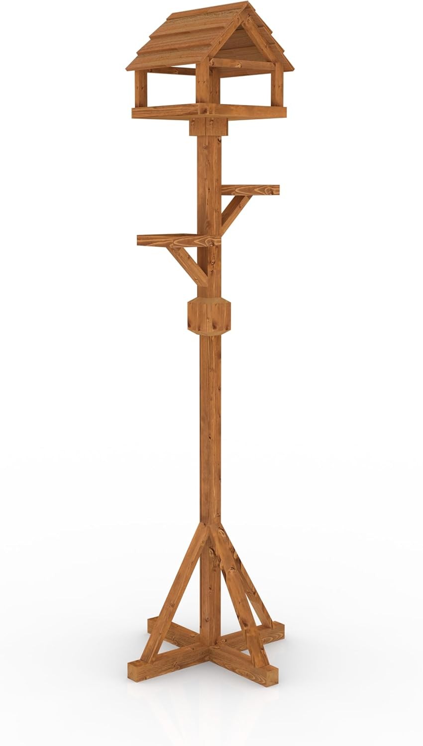 Luxury Wooden Bird Feeding Table | Outdoor Pine Bird Bath & Feeder Stand