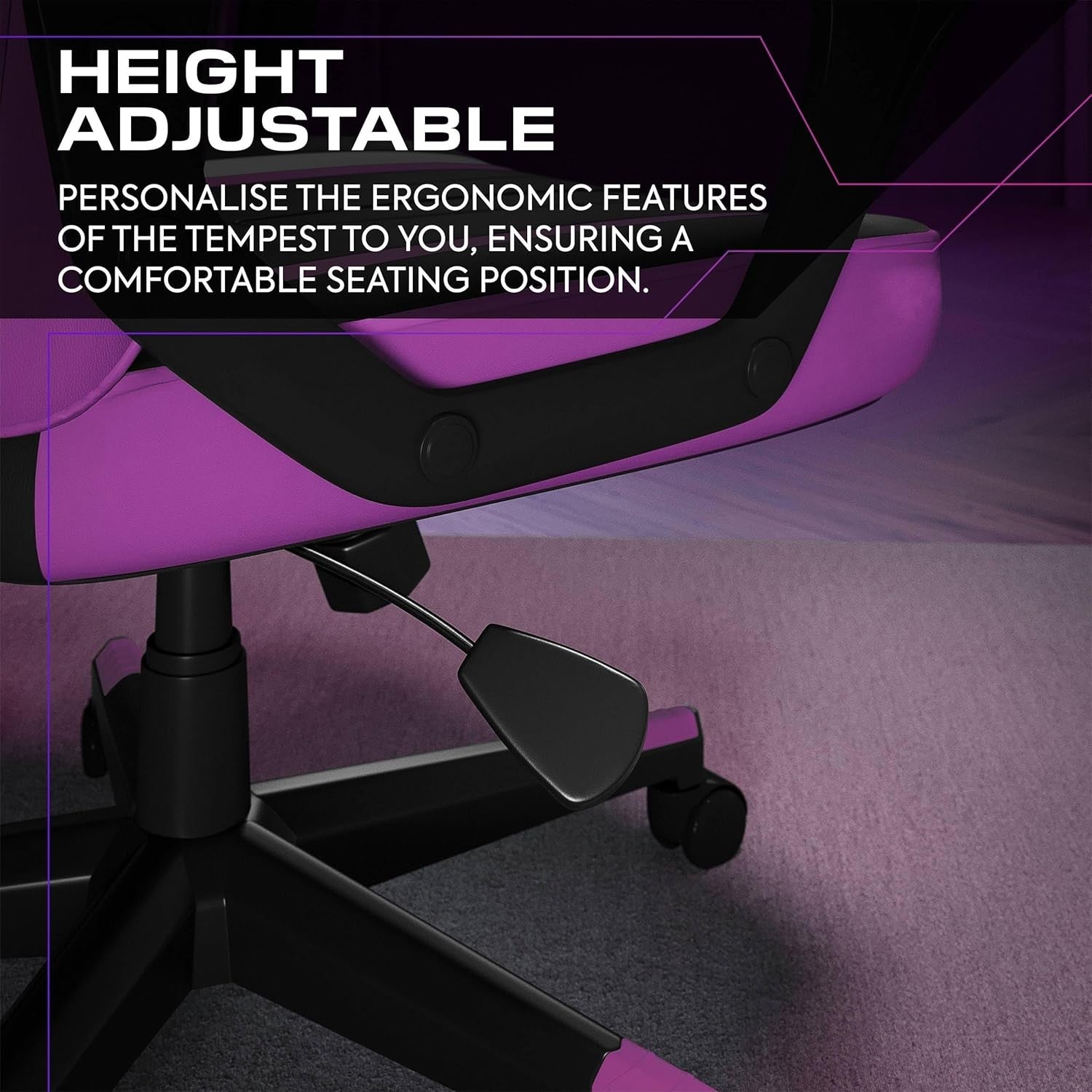 Ergonomic Gaming Chair High Back Wide Seat Purple