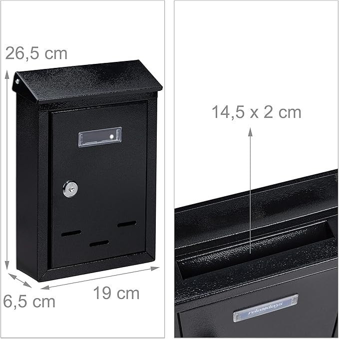 Lockable Wall Mounted Post Box with Keys – Compact Iron Mailbox, Viewing Slots