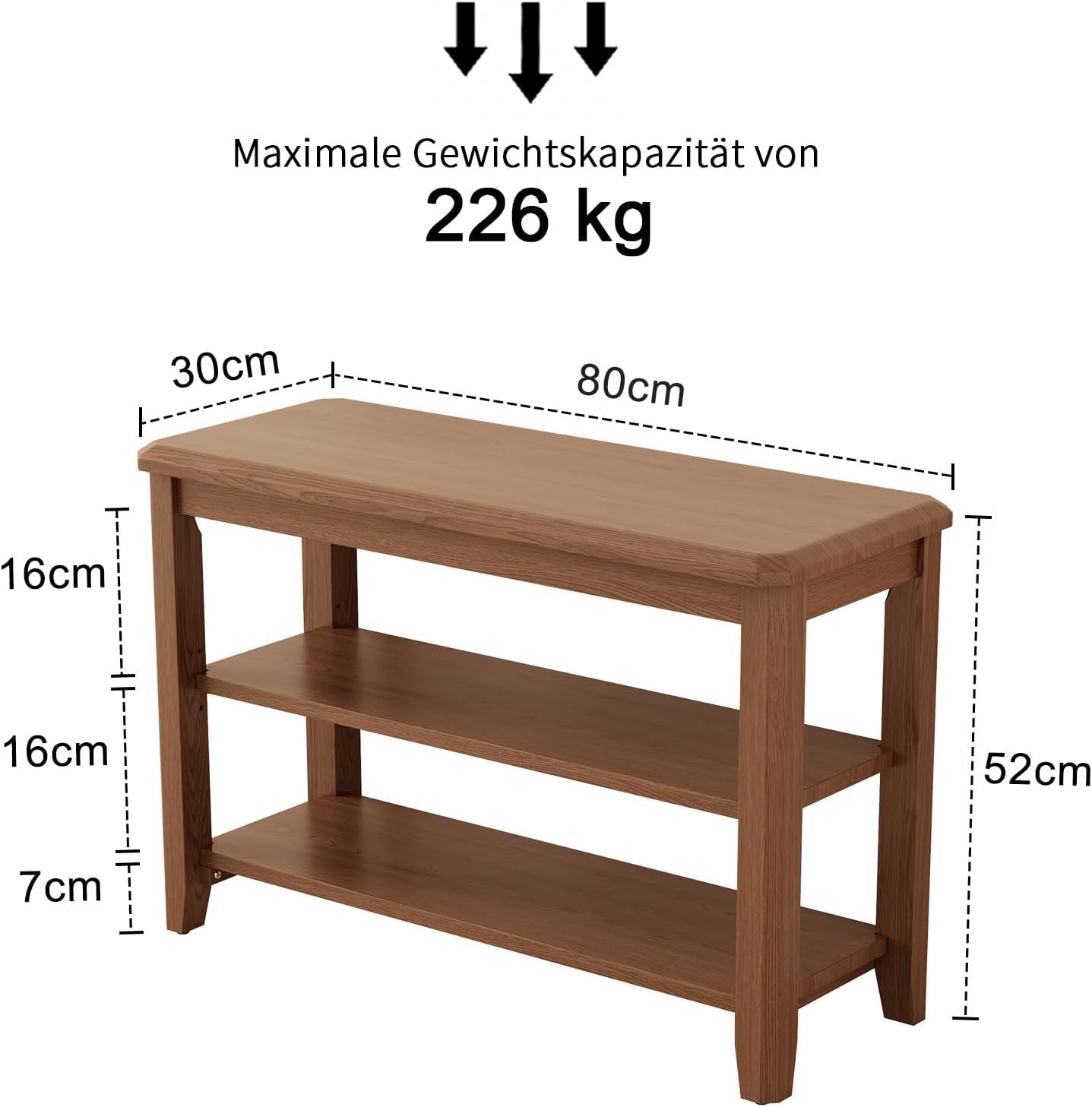 2-Tier Wooden Shoe Bench with Adjustable Shelves & Seat for Entryway