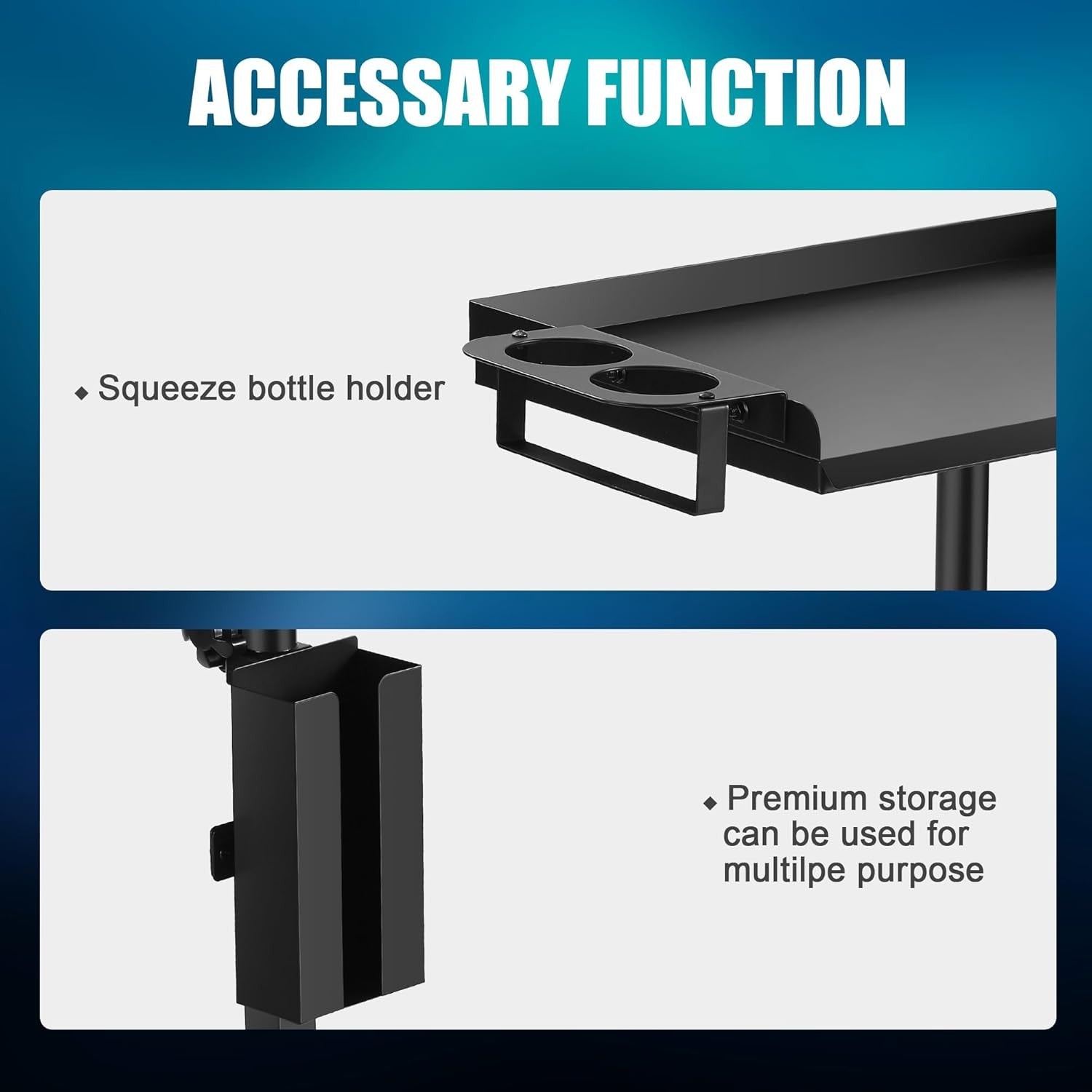 Adjustable Tattoo Tray Cart on Wheels Rolling Salon Workstation Storage
