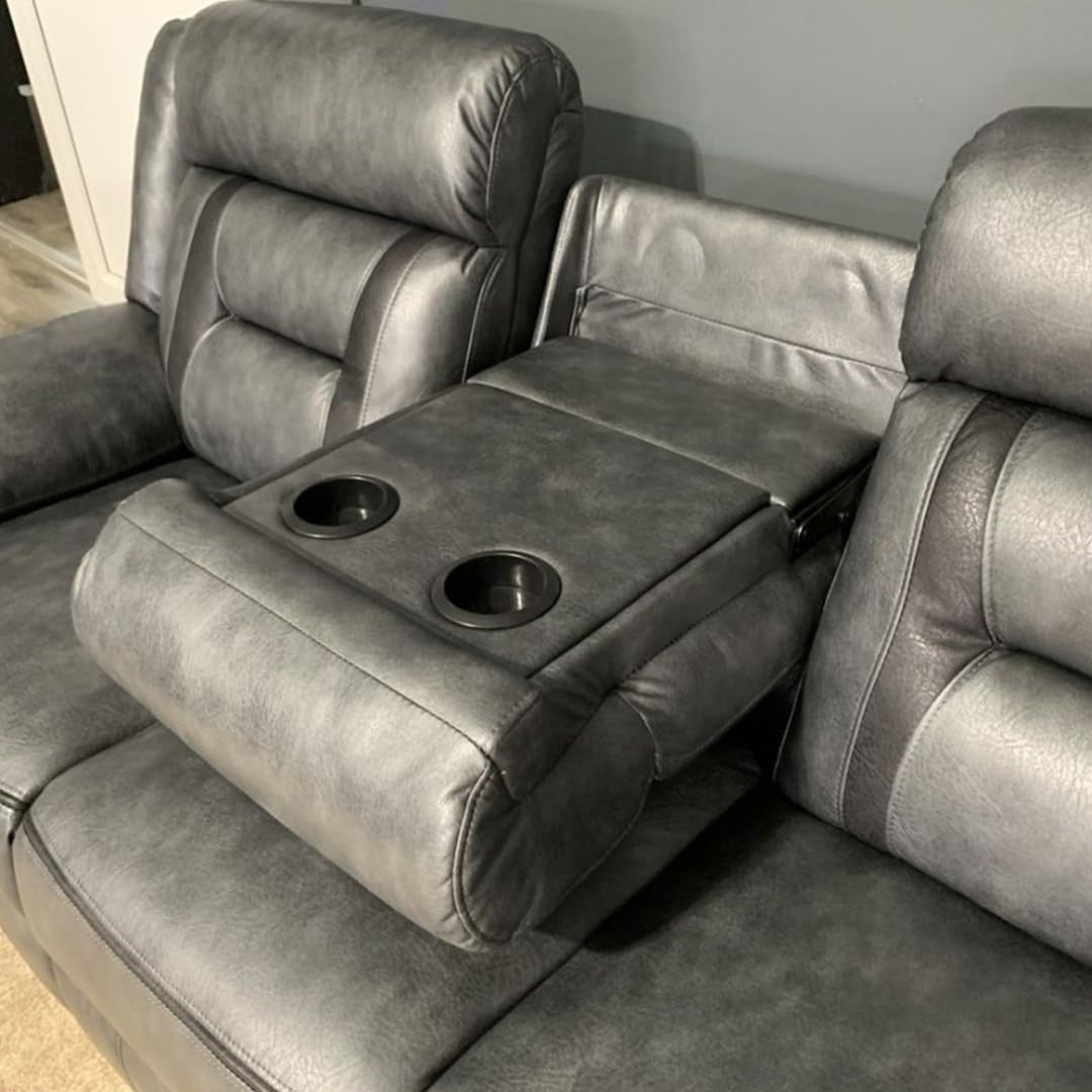 3+2 Electric Recliner Sofa Set Leather USB Charging Grey Living Room Suite