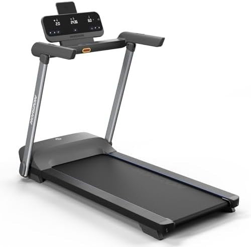Compact Folding Treadmill 10mph Cushion Deck Bluetooth App Workouts Home Office