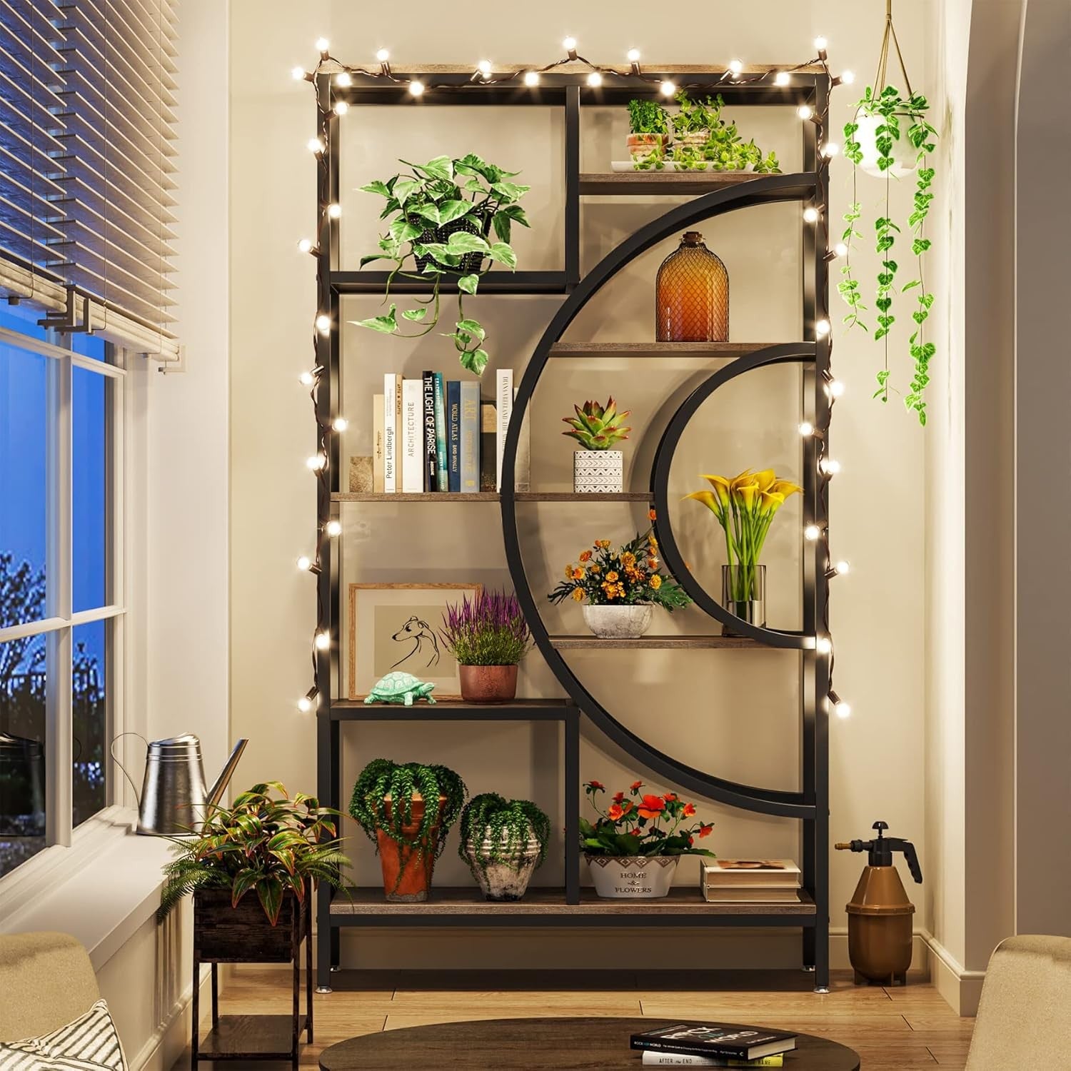 Geometric Industrial 8-Tier Bookshelf | 178cm Tall Modern Open Display Storage U