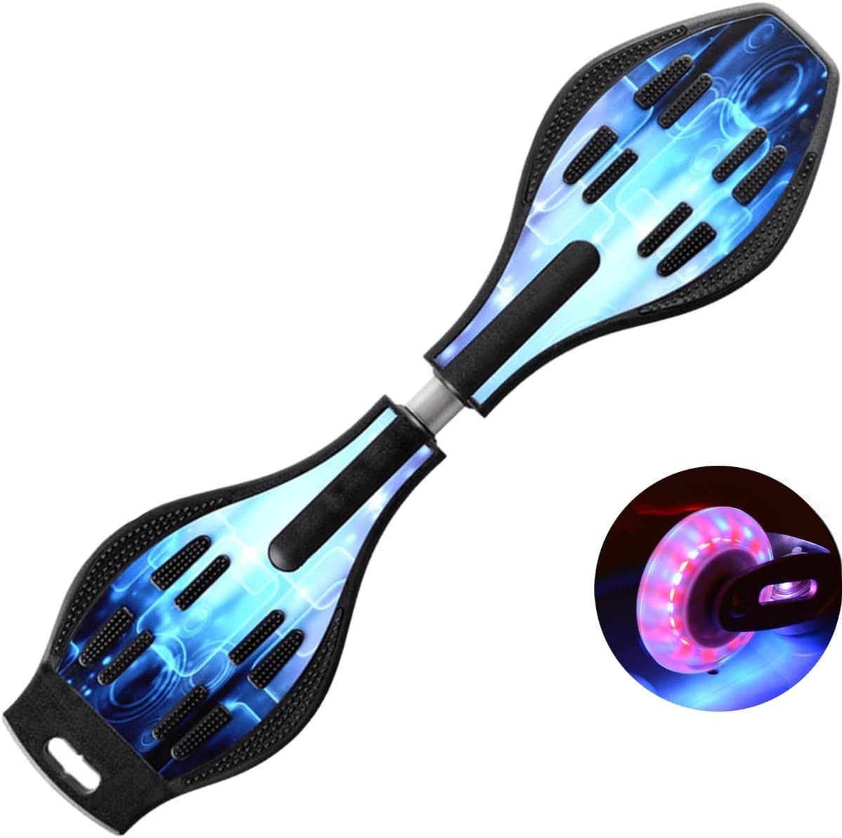Youth Caster Board Waveboard LED Light Up Wheels Skateboard