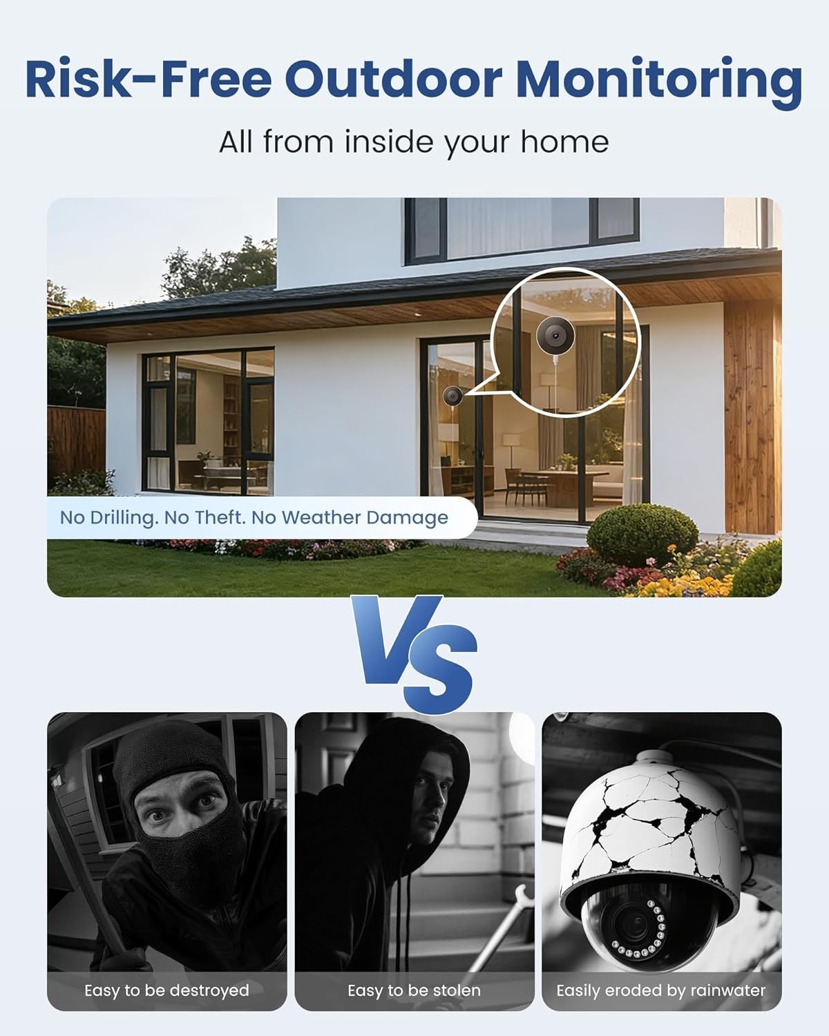 2 Pack 2K Window Security Cameras AI Detection Color Night Vision WiFi